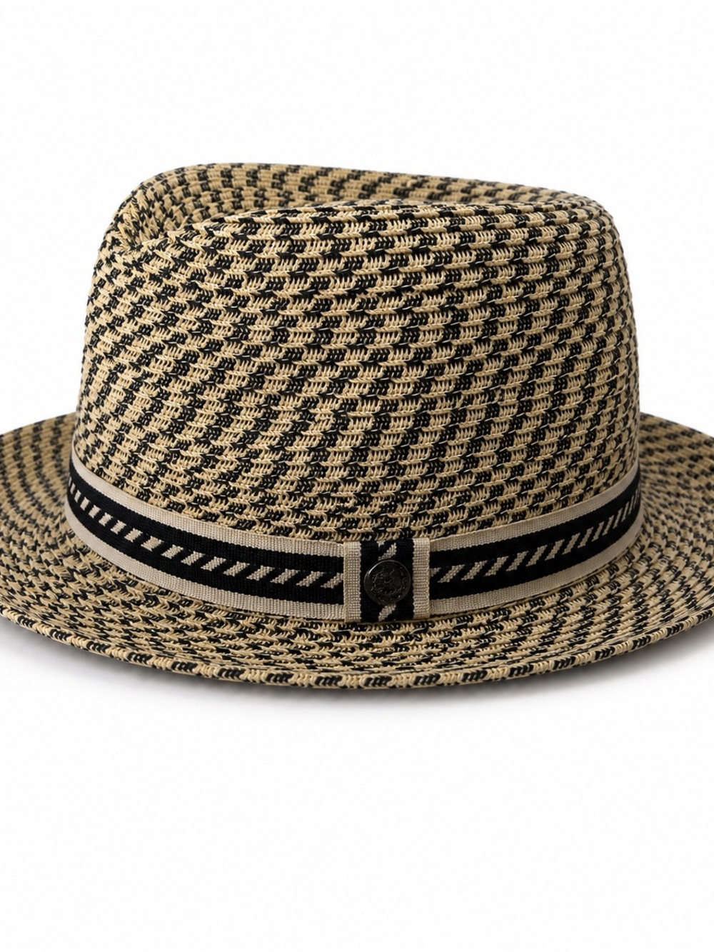 Peter Grimm Gransse XXL Straw Fedora Hat – Black & Natural | Lightweight Sun Hat